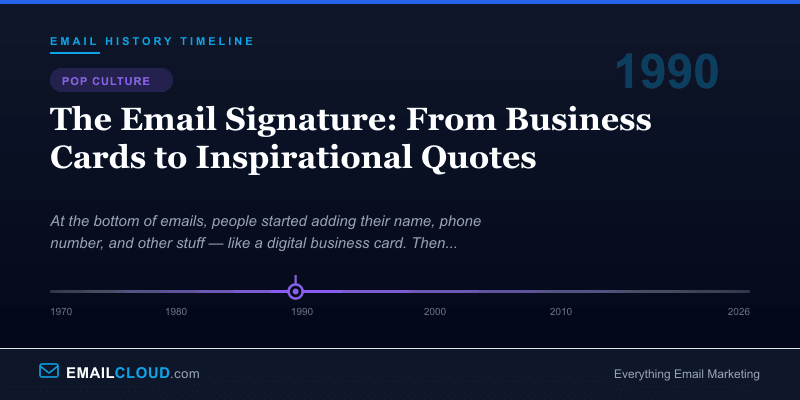 The Email Signature: From Business Cards to Inspirational Quotes — Email History Timeline 1990